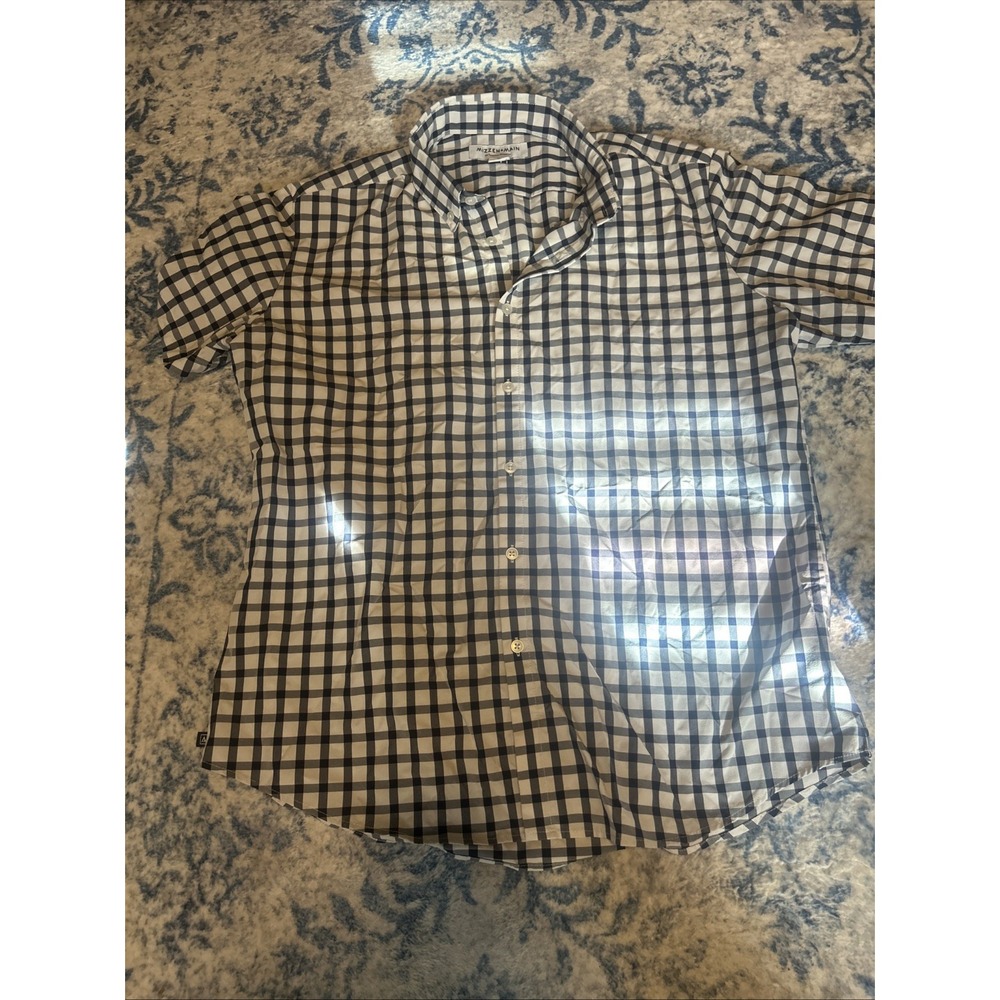 Mizzen Main Shirt Mens Size L White Plaid Classic Fit Performance Menswear